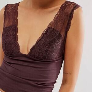 Intimately Free People NWT Power Play Lacey Cami Bittersweet Cocoa Top M